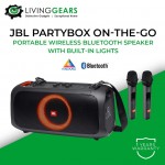 JBL PartyBox On-The-Go Portable Speaker Built-In Lights & 2x Wireless Microphone